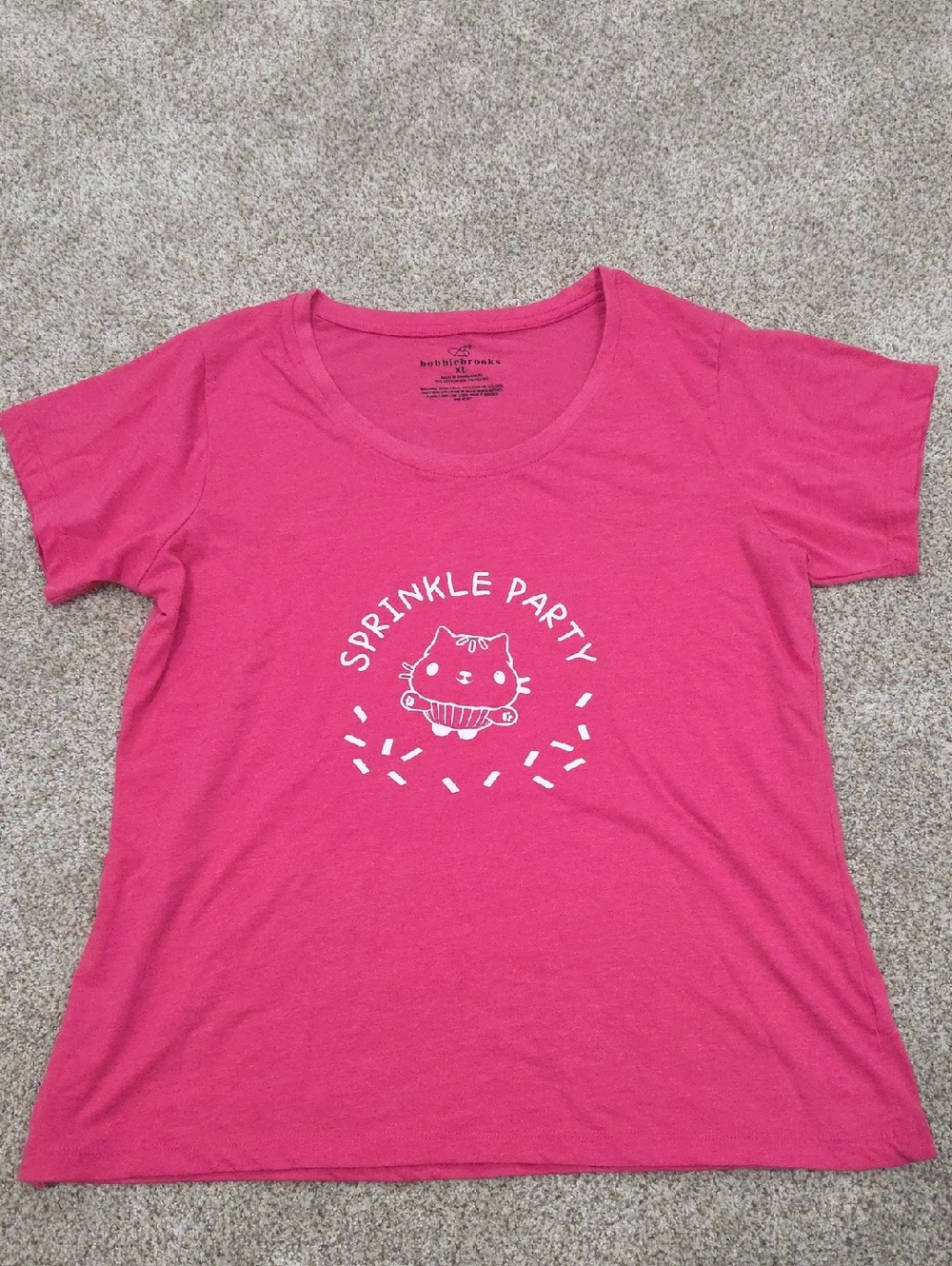 Bobbie Brooks Hot Pink Crew Neck Tee with Logo Print